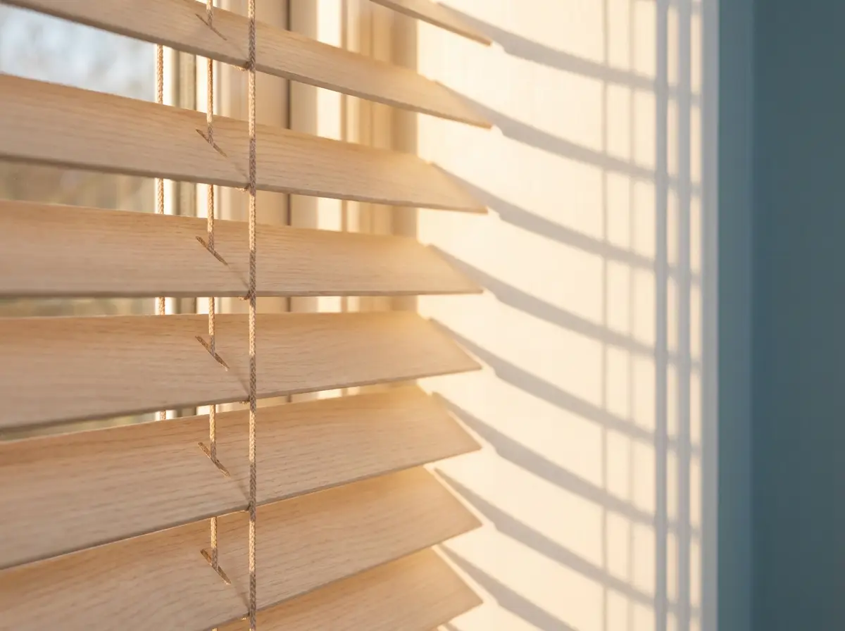 Close-up detail of blind fabric and headrail finish, Southdowns Estate style